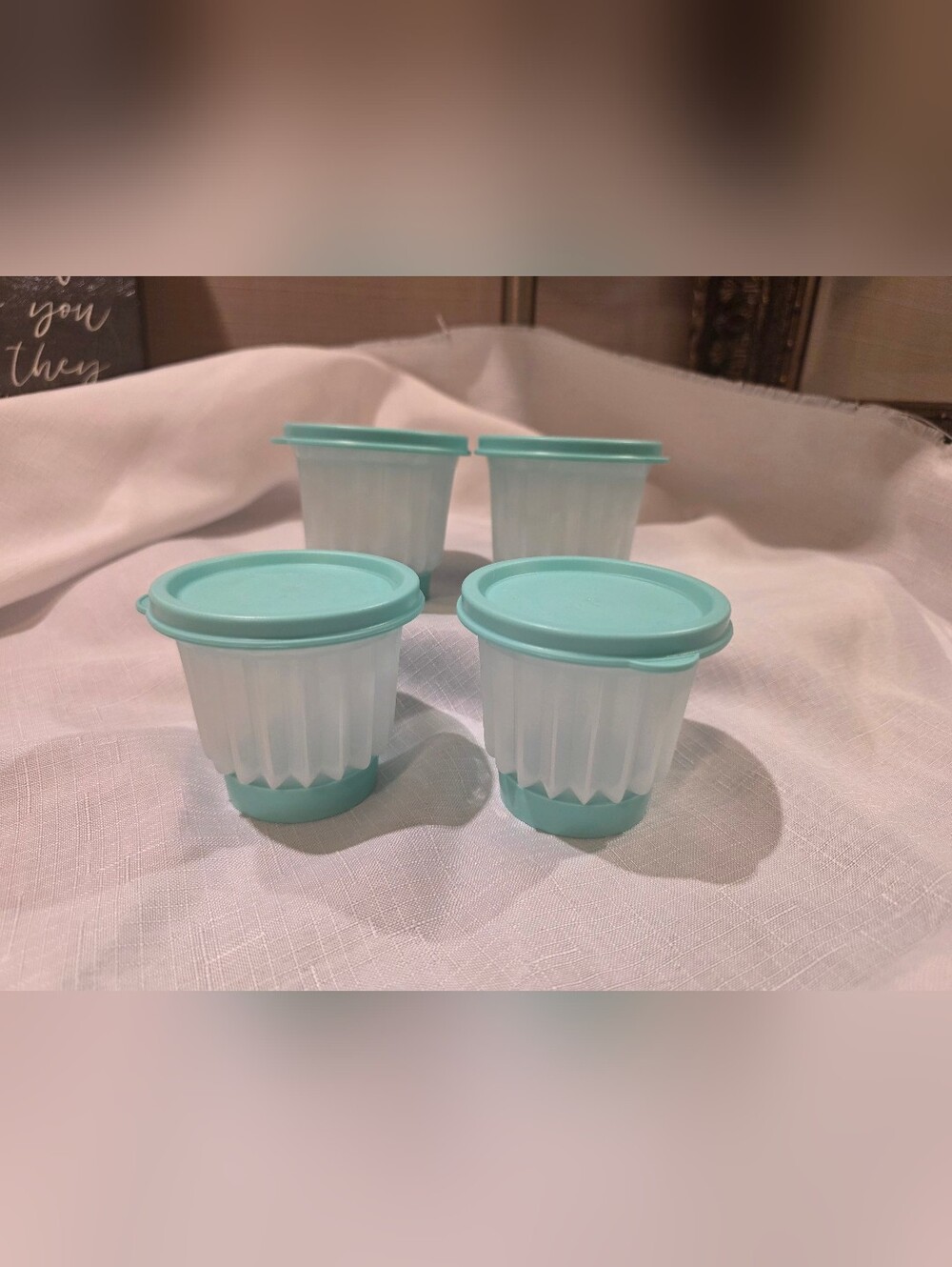 Tupperware - Vintage Jel-ette Molds (Set Of 4). NWOT! Mint Green/Frosted Clear.
